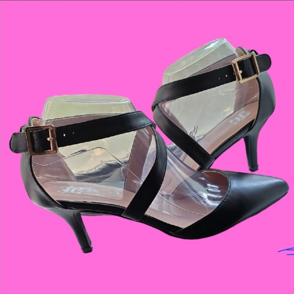 Chic Black Strappy Heels - Picture 2 of 9